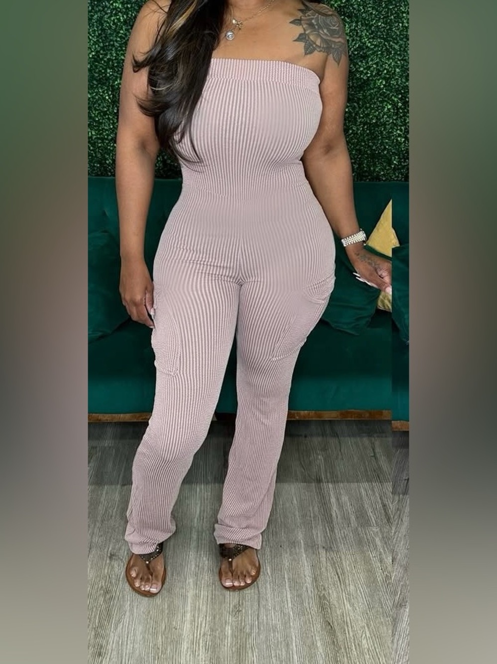 Strapless Ribbed Jumpsuit